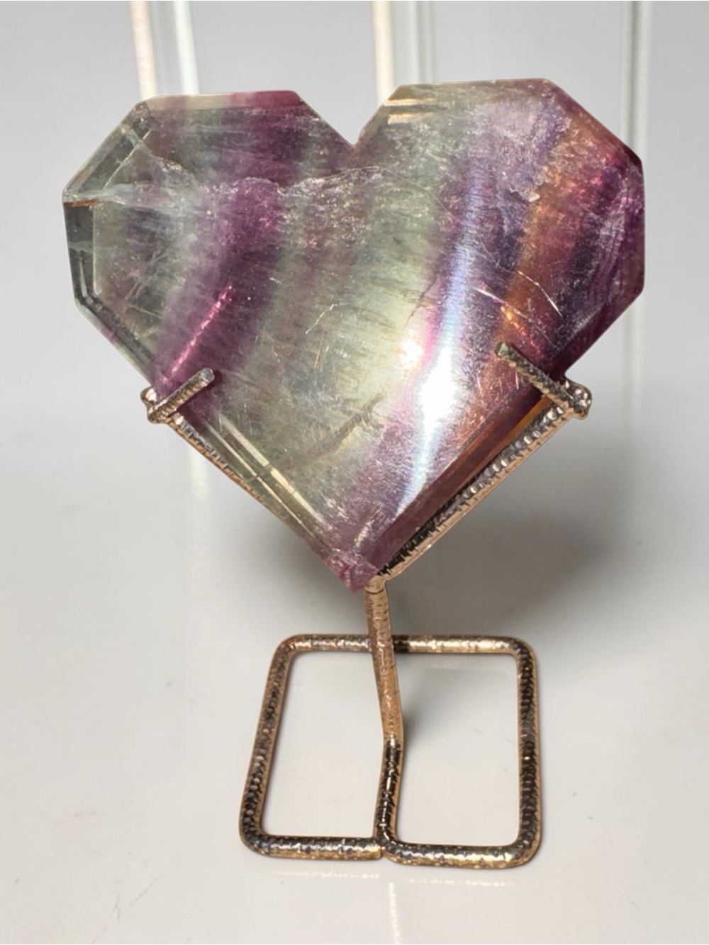 Banded Rainbow Fluorite Heart – 3”